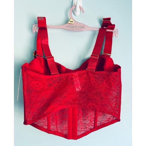 Juicy Couture Corset 36B Red Sexy Lace - Picture 5 of 10